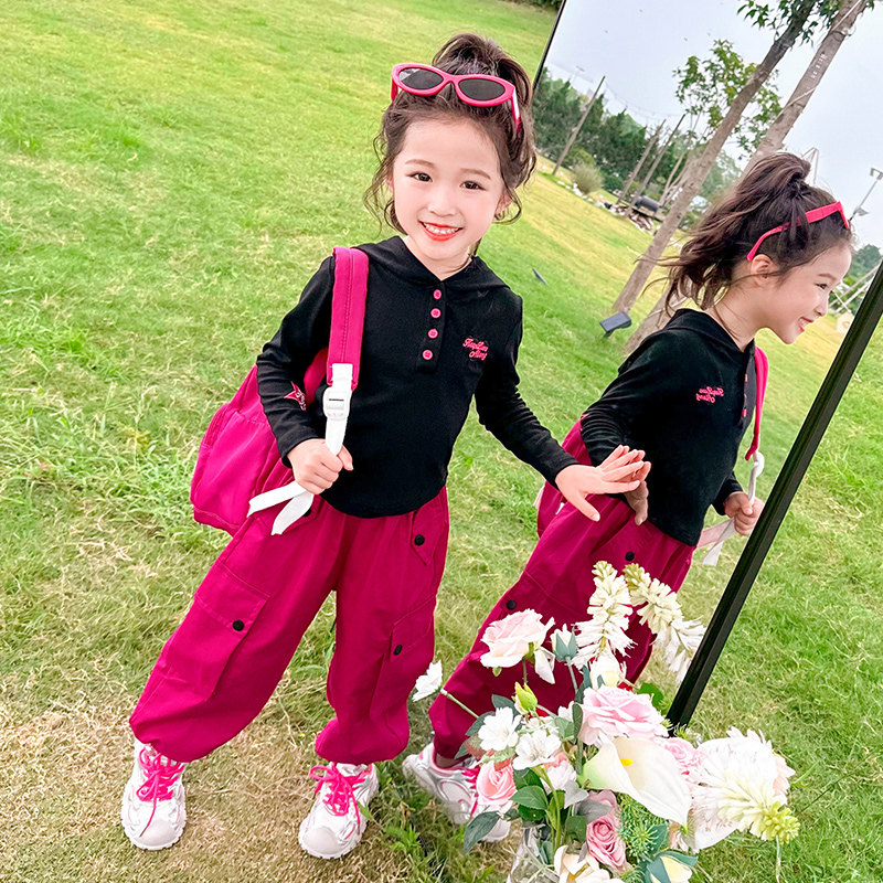 女童春秋2026新款工装裤两件套潮