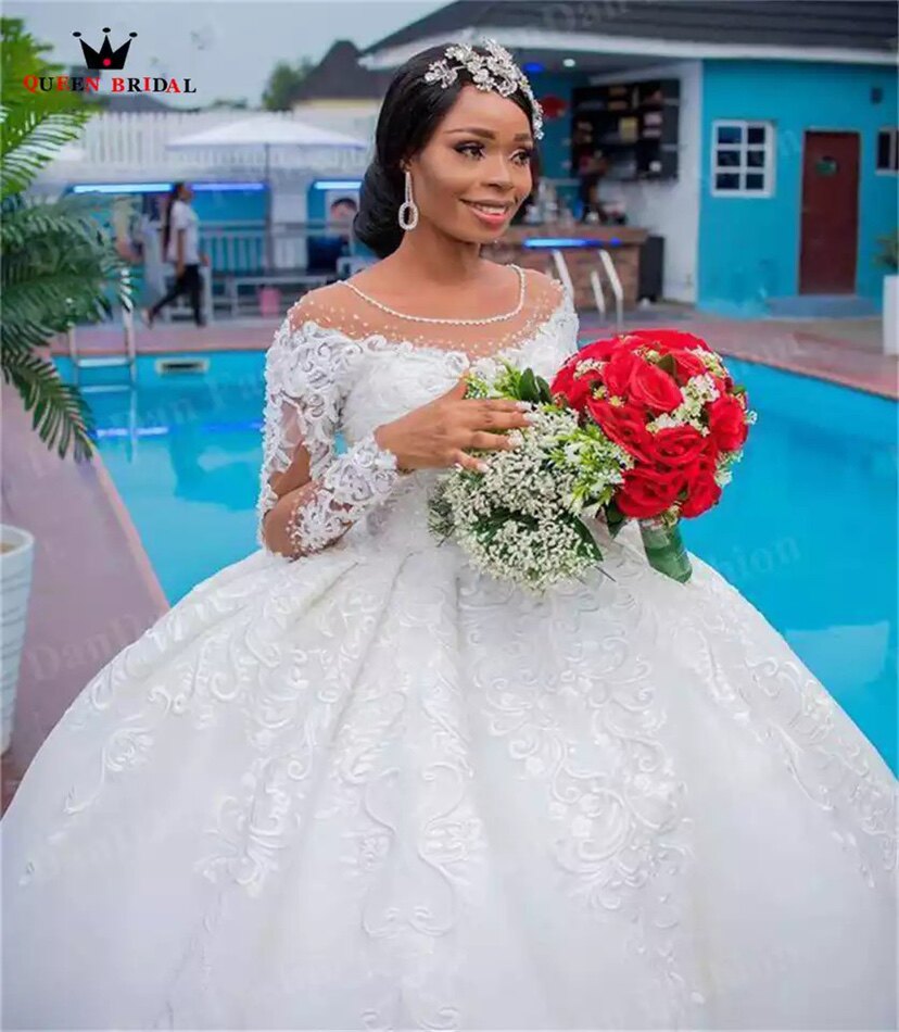 볼 가운 웨딩 드레스 신부 가운 아프리카 신부 후행 웨딩 드레스 사용자 정의