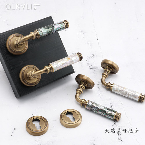 黄铜贝母美式复古门锁