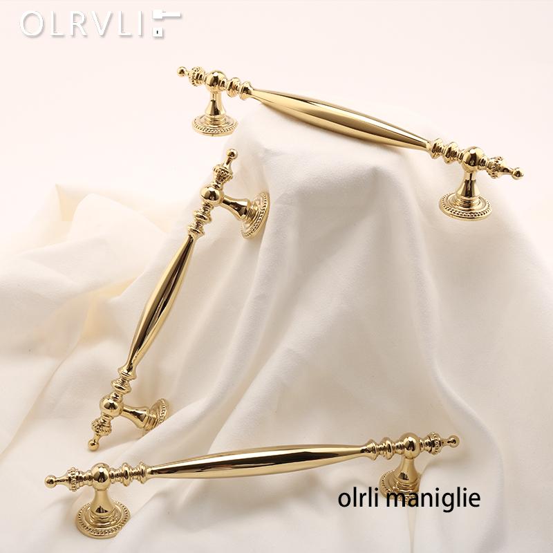 olrvli黄铜复古亮金色柜门小拉手法式轻古典奢橱柜抽屉柜门把手