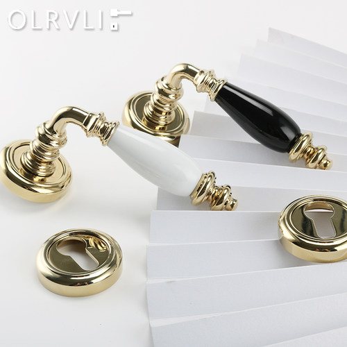 olrvli陶瓷复古欧式法式门锁静音