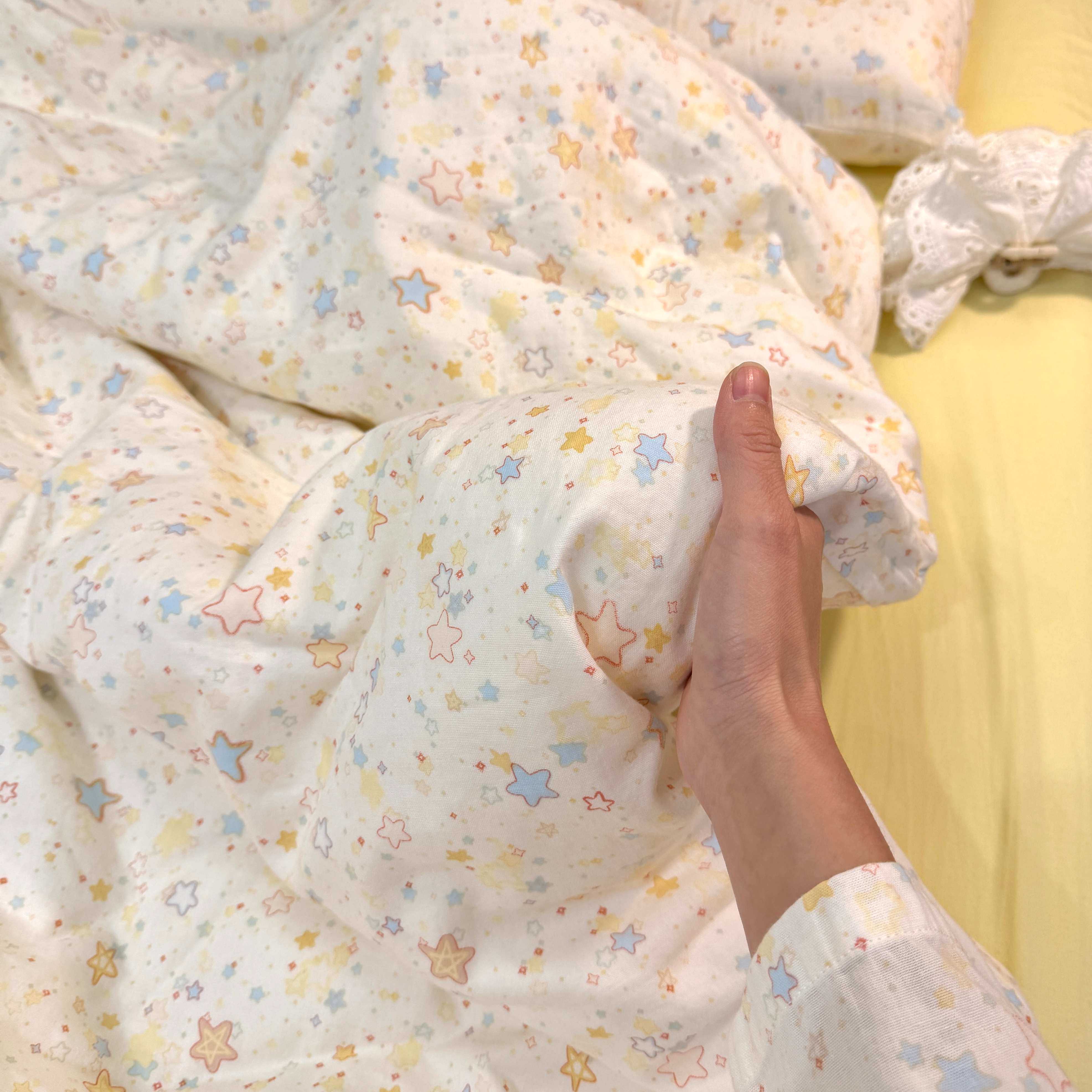 全棉双层纱四件套A类母婴级纯棉纱布宿舍三件套床笠款小清新樱桃
