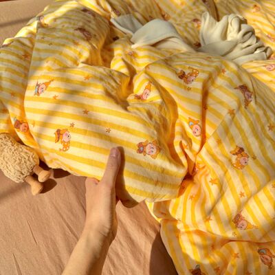 A类母婴级全棉有氧双层纱四件套全棉纯棉纱布宿舍三件套床笠款