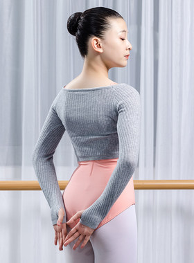 一字领套手指毛衣舞蹈服唇u