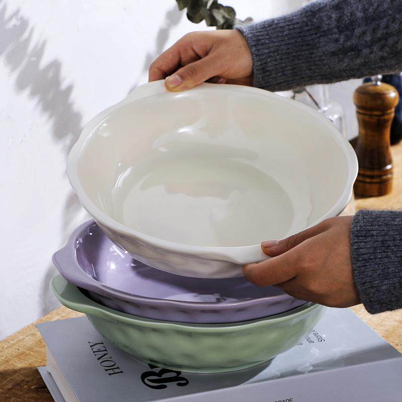 奶油风大盆碗2024新款双耳陶瓷