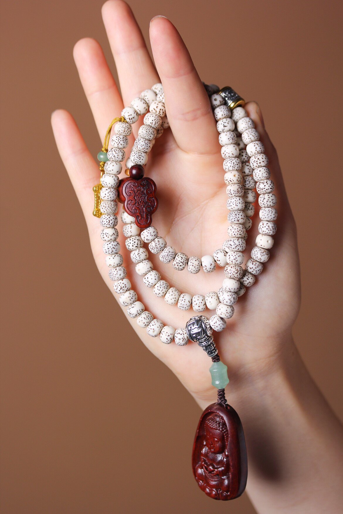 자연 XINGYUE BODHI 108 6*8MM 부처님 비즈 팔찌 장미 백단 단일 마음 부처님 펜던트 목 남성과 여성을위한 문화 장난감을 교수형