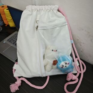 来图定制 抽绳痛包双肩包包卡通周边图案束口袋满版双面+透明痛层