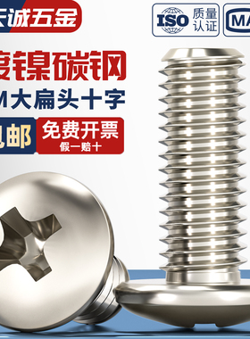 TM 镀镍十字大扁头螺丝蘑菇头机螺钉圆头伞头螺栓MM2M2.5M3M4M5M6