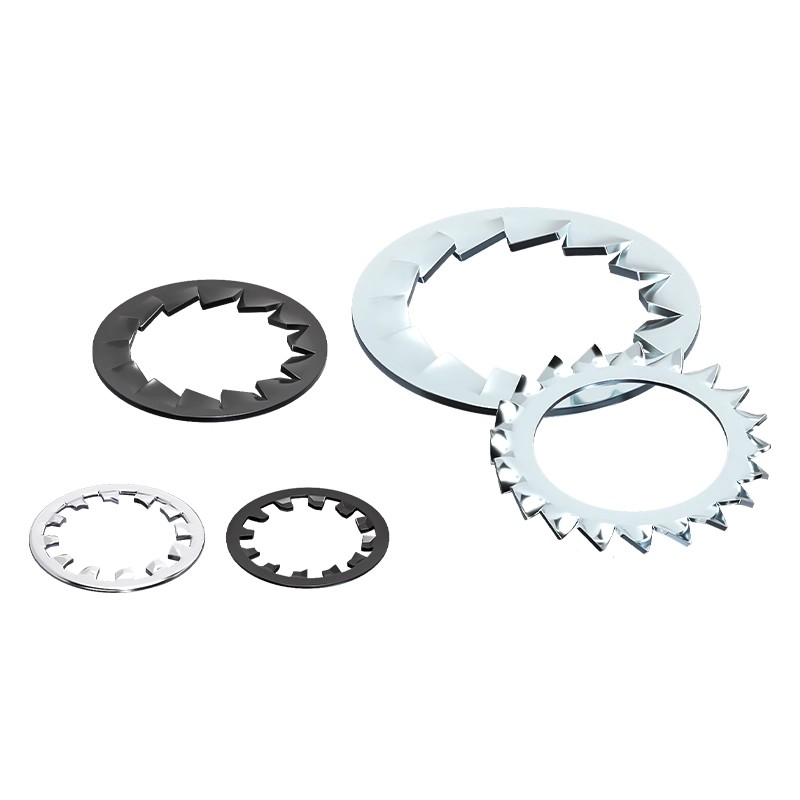 碳钢铁蓝白锌镀黑锌内齿锁紧垫圈内外锯齿防松金属止退止动垫片