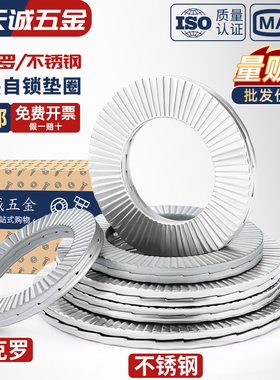 DIN25201双叠自锁垫圈304不锈钢自锁紧垫片65Mn锰防松垫双面齿层