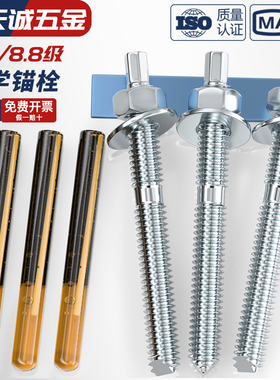 化学膨胀螺栓高强度8.8级镀锌4.8加长化学锚栓螺丝含药剂12M20M24