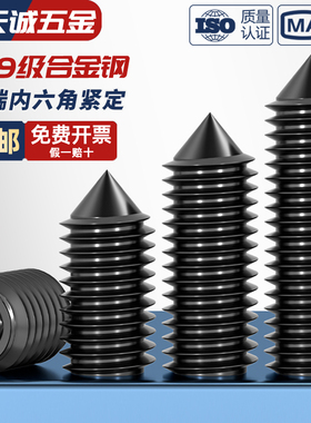 12.9级尖头紧定螺丝止付无头内六角机米顶丝螺丝M3-5M6M10M12