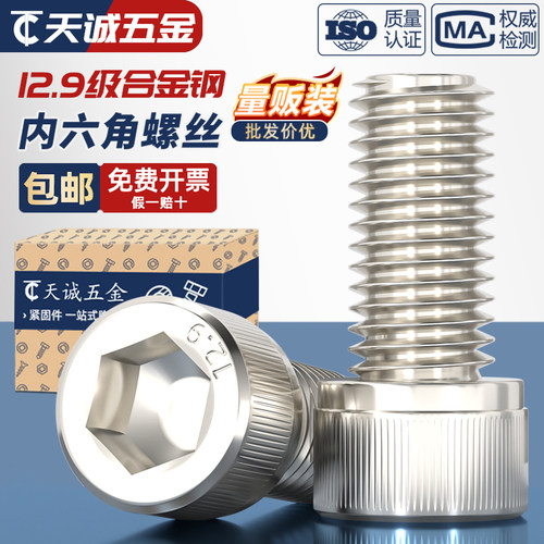【全网热销】12.9镀镍内六角螺丝