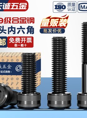 14.9级高强度内六角螺丝螺栓合金钢黑色加长螺钉M6M8M10M12M14M16