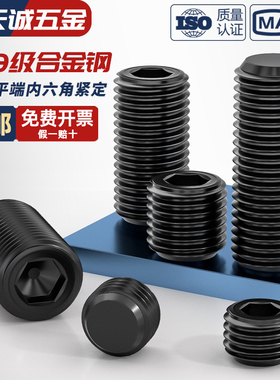 12.9级细牙堵头闷头螺塞内六角平端紧定螺丝钉M5M6M8M10M12M16M20
