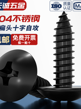 国标黑色304不锈钢十字大扁头自攻螺丝钉蘑菇头镀黑锌M3M4M5MM6mm