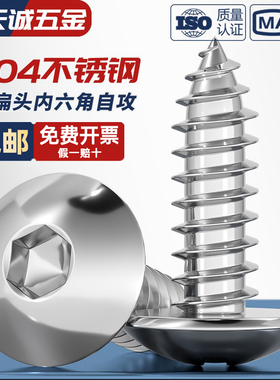 304不锈钢大扁头内六角自攻螺丝蘑菇头伞头大圆头木螺钉M3M4M5M6