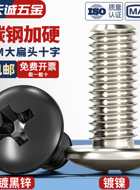 TM 加硬黑色/镀镍十字大扁头螺丝钉大伞头蘑菇头机丝机牙圆头螺栓