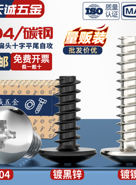 TB镀镍/黑色/304不锈钢十字大扁头自攻螺丝平尾蘑菇头自攻钉M3M4