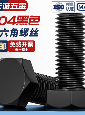 国标黑色304不锈钢外六角螺丝 镀黑锌发黑螺栓M3M4M5M6M8M10M12mm
