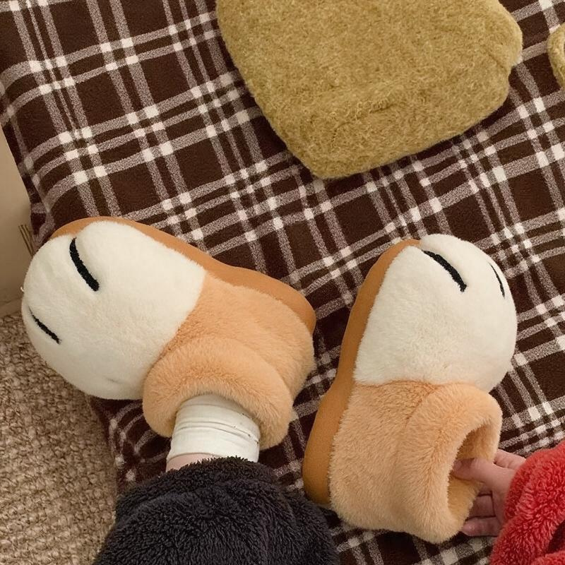 复古豹纹猫爪棉拖鞋女冬季全包跟居家加厚毛绒外穿保暖短筒棉靴