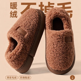 新款加厚包脚月子棉鞋女秋冬毛绒厚底防滑居家室内可外穿保暖拖鞋