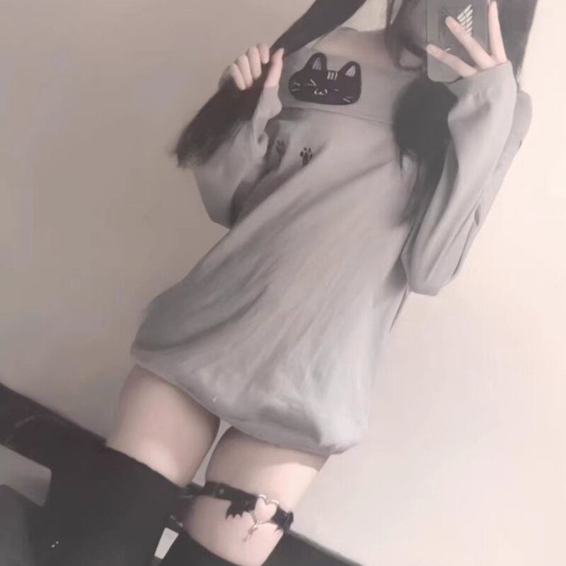 韩系甜辣妹猫咪一字领德绒保暖打底女春秋冬新款长袖t恤内搭上衣