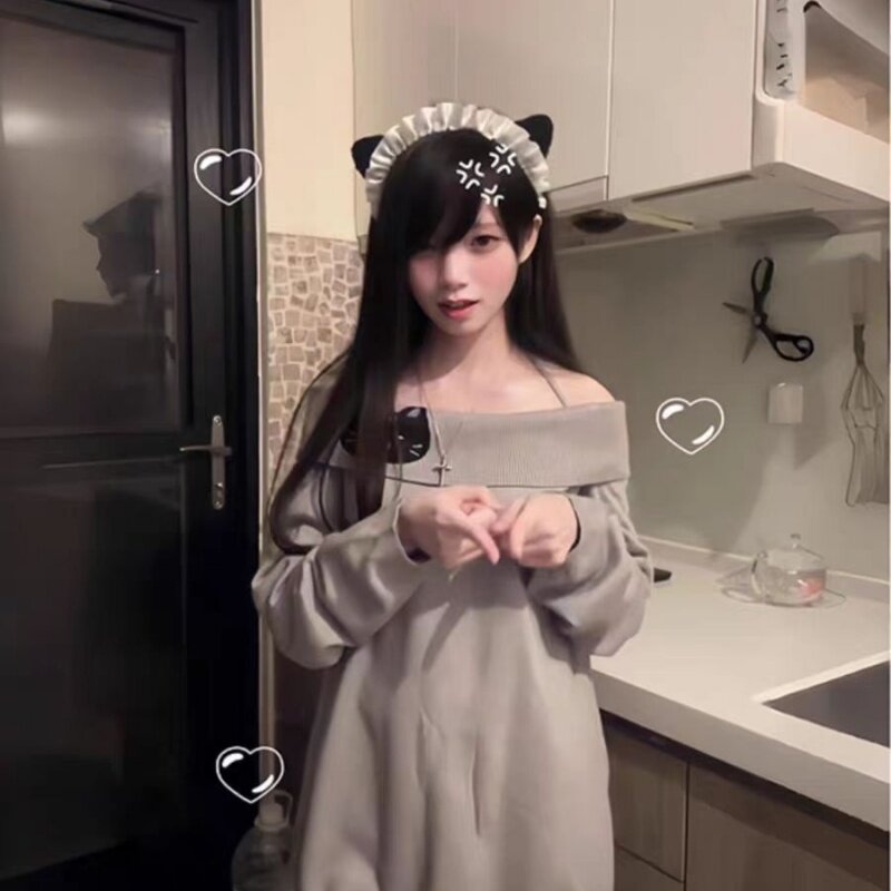 2026春秋新款德绒保暖打底衫辣妹性感纯欲一字肩长袖t恤女上衣ins