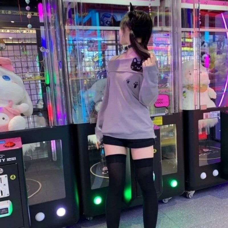 春秋新款德绒一字肩长袖t恤女2026爆款纯欲辣妹设计感上衣打底衫