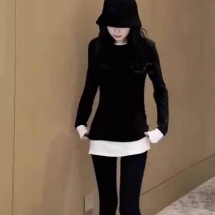 时尚保暖内搭长袖t恤衫女士2026秋冬季中长款德绒磨毛打底衫上衣