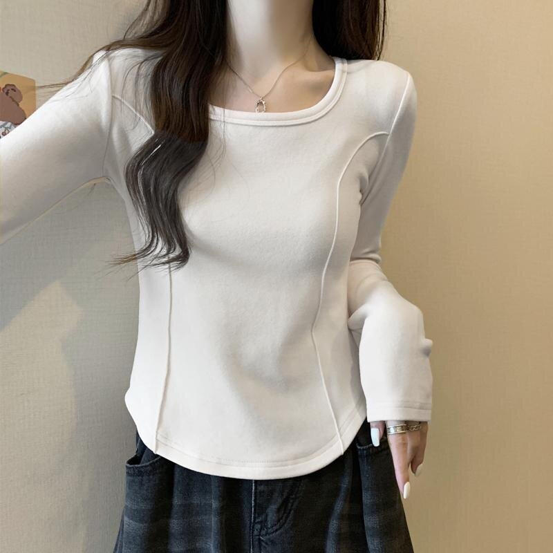 【单/两件】装双面德绒保暖打底衫女内搭秋冬新款内搭长袖t恤上衣