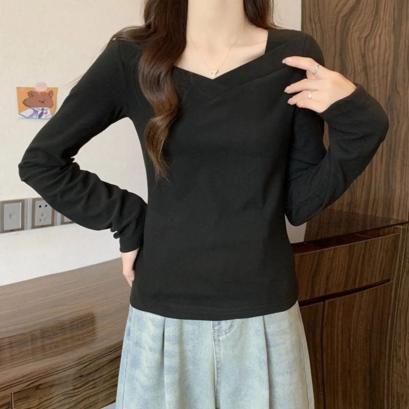2026秋冬季德绒保暖长袖T恤辣妹内搭显瘦修身女超好看打底衫上衣