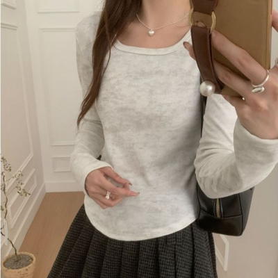 ins方领德绒保暖长袖T恤秋冬新款修身显瘦百搭时尚打底衫上衣女装