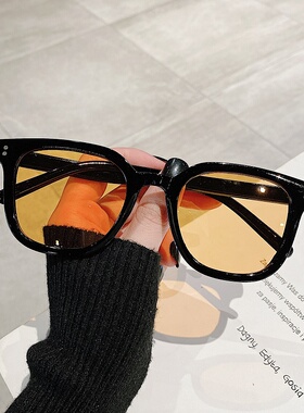 韩版时尚方框茶色墨镜女夏季防晒