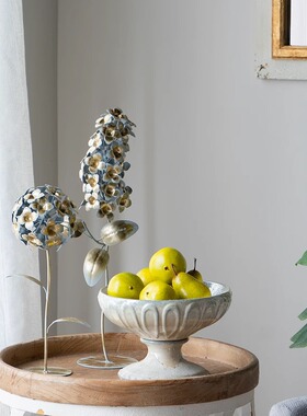 ABHOUSE出口美国金属风信子羽毛花艺装饰桌面玄关桌边几氛围摆件