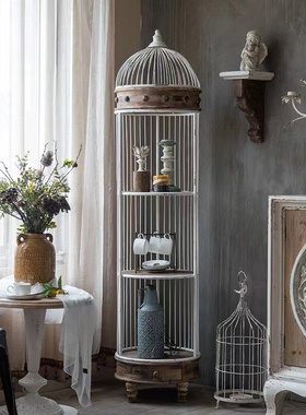 复古做旧鸟笼书柜花柜餐厅花园柜