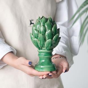 ABHOME出口美国陶瓷洋蓟植物摆件客厅家居永生创意客厅样板房花插