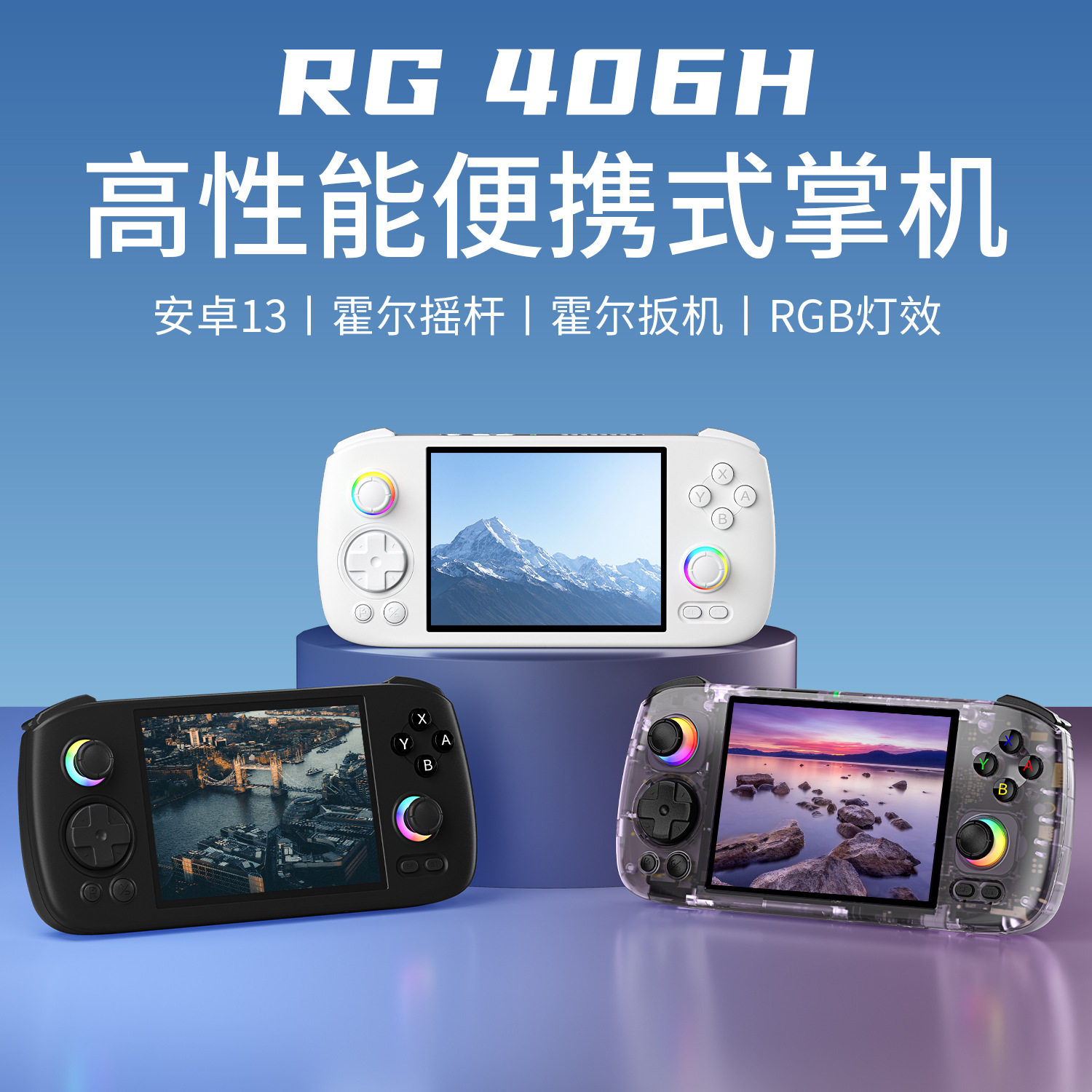 RG406H开源掌机安伯尼克安卓系统无线高清游戏机复古GBA PSP