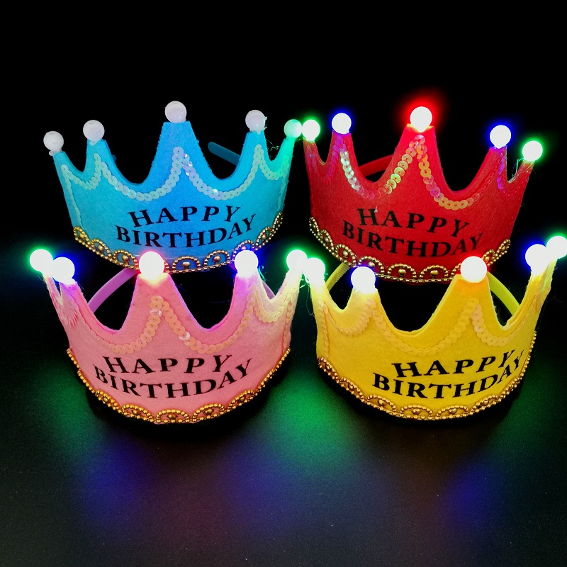 节庆发光生日蛋糕帽儿童成人生日派对聚会闪光生日帽生日搞怪眼睛