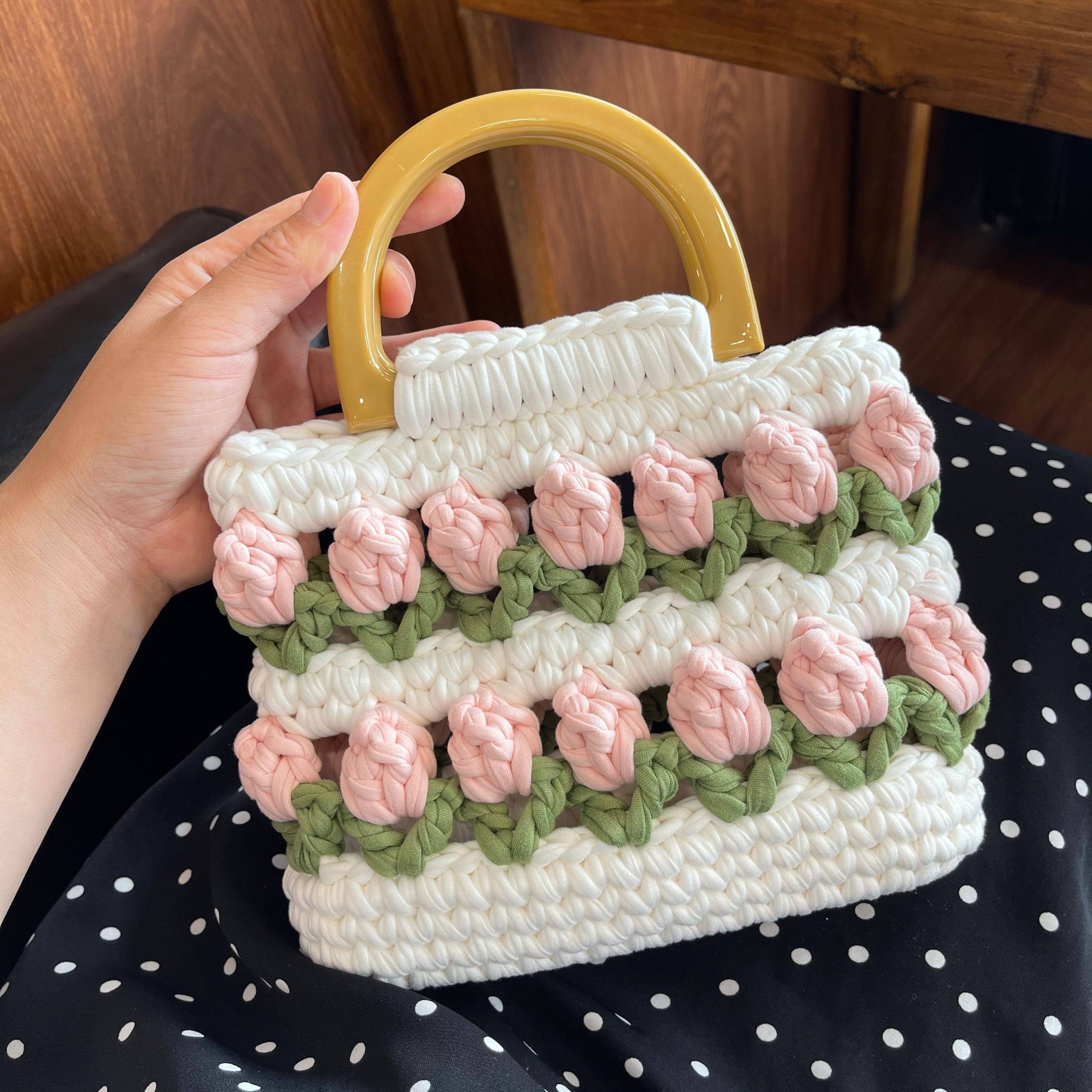 手工diy郁金香手提包编织包包布条线材料包花朵包送女友礼物自制,服饰配件/皮带/帽子/围巾,毛线,淘宝优惠券,粉丝福利购,淘宝优惠卷
