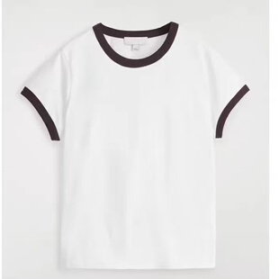 型圆领短袖 版 T恤藏青色 白色2026夏季 1267052004 CS女装 新品 修身