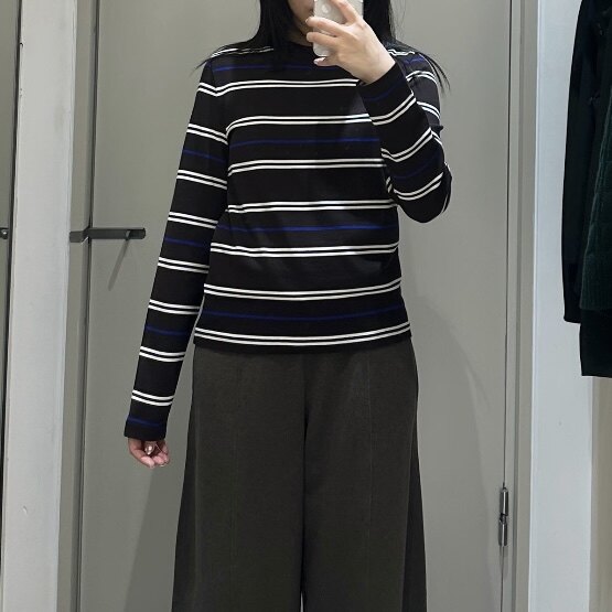 COS风女装 标准版型长袖T恤棕色/条纹2026秋季新品1325627007
