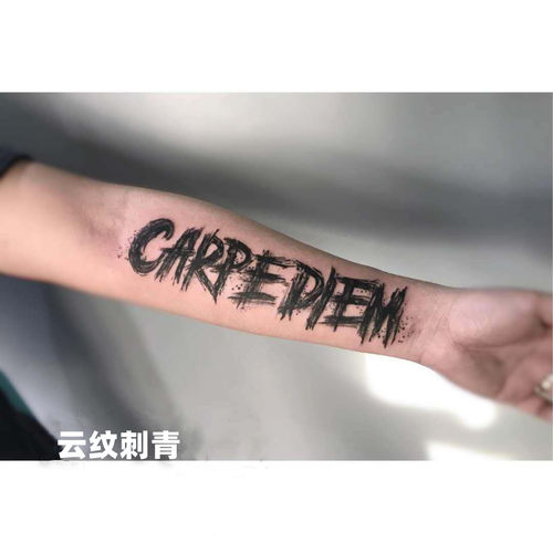 纹身贴防水男女手臂暗黑风英文字母carpe diem及时行乐 满9元包邮