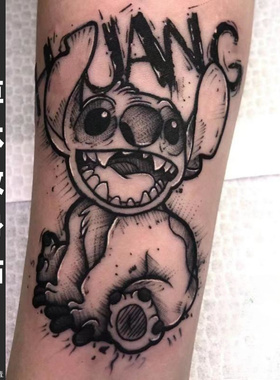 【两张】草本纹身贴洗不掉不反光半永久卡通动漫史迪仔手臂手腕