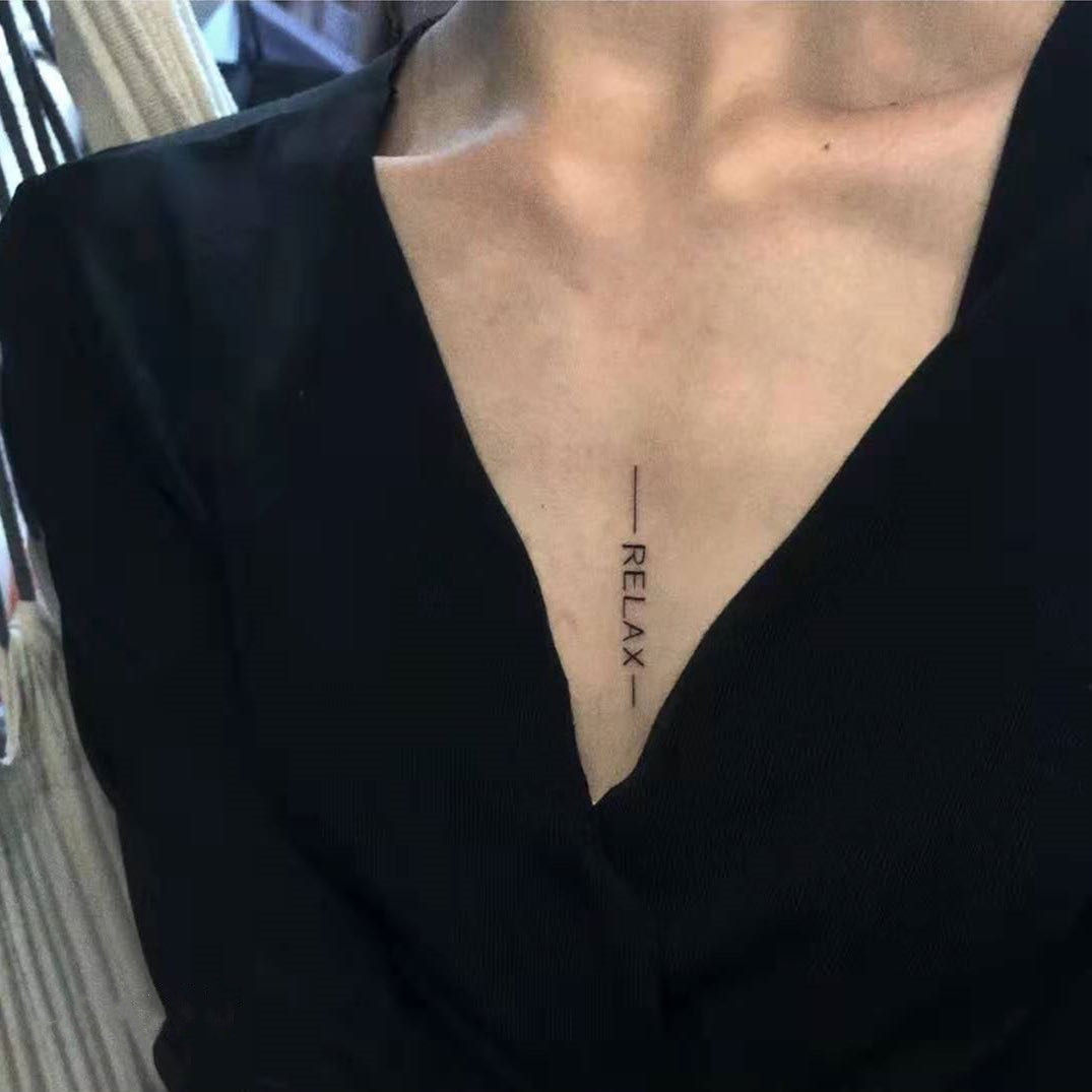 纹身贴防水持久ins新款胸口小英文字母relax 一张七行 满9包邮