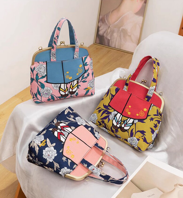 日系mis zapatos 和服刺绣多功能通勤包高质感百搭手提斜跨双肩包