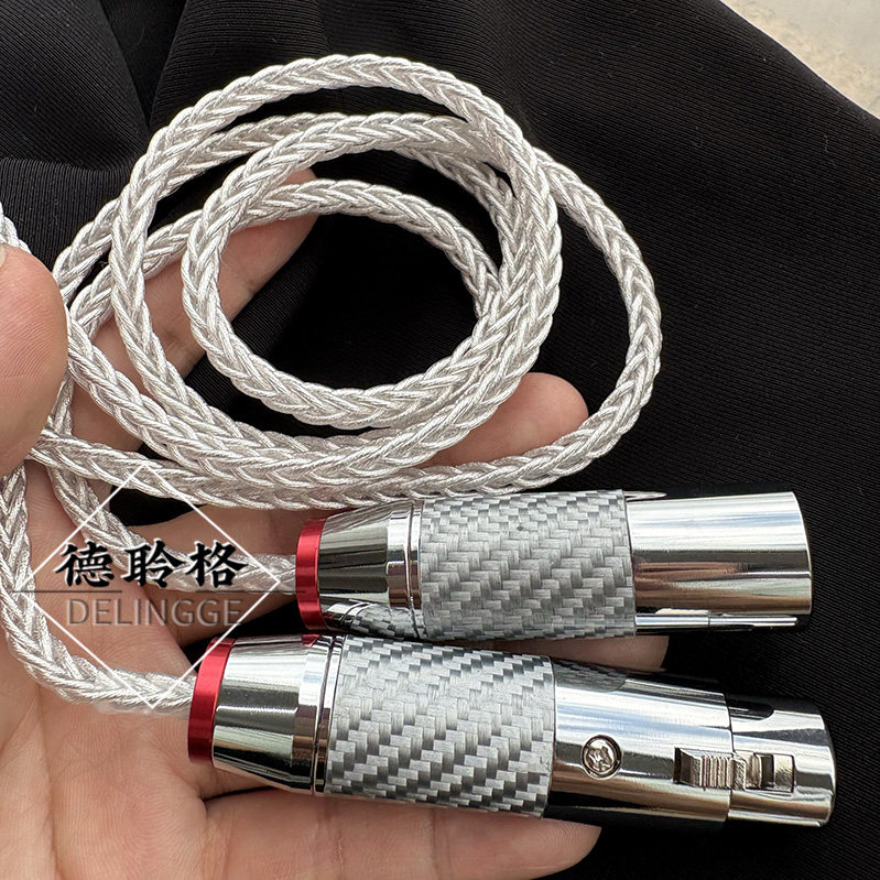 德聆格 发烧级碳纤维三芯xlr公转母卡侬线镀银音频线话筒麦克风线