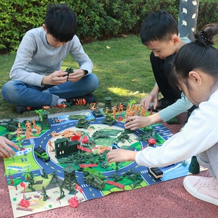 玩具小兵人套装超全小兵模型人仔士兵打仗战争军事场景沙盘模型