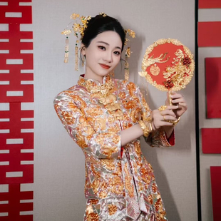 褂皇龙凤褂出租手工中式结婚新娘龙凤裙褂礼服秀禾婚服嫁衣租赁