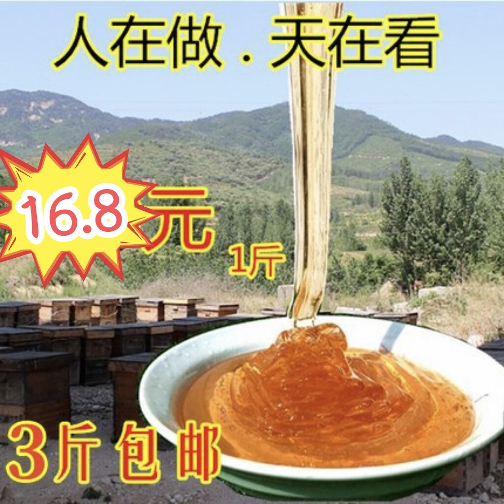 野山花蜜蜂蜜天然纯正农家自产500g百花蜜原蜜pk洋槐蜜野生土蜂蜜